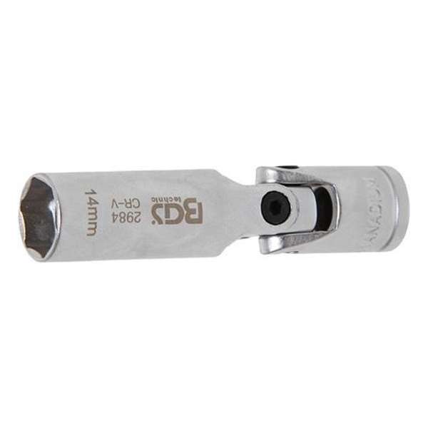 BGS - Speciale - Bougiedop 14 mm kniegewricht 3/8" - Zeskant - voor moeilijk bereikbare plekken -  BGS2984