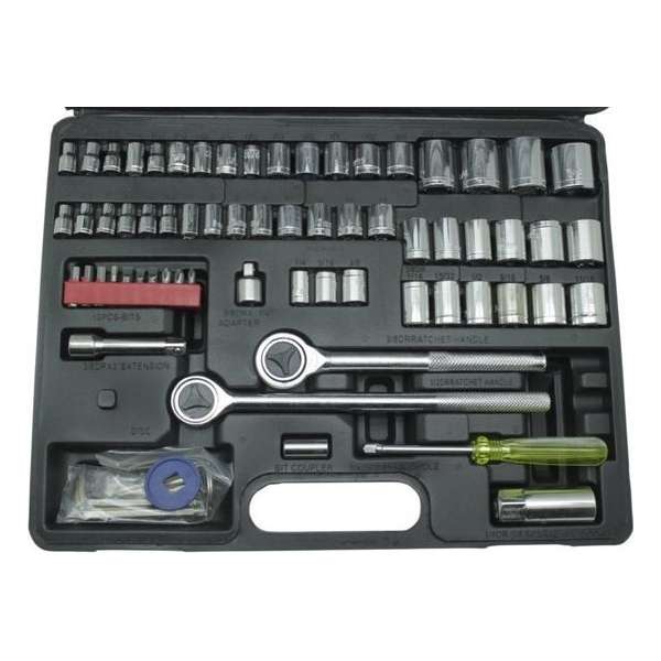 Hofftech Dopsleutelset 1/4", 1/2" en 3/8" opname 73-delig Hofftech Dopsleutelset 1/4", 1/2" en 3/8" opname 73-delig