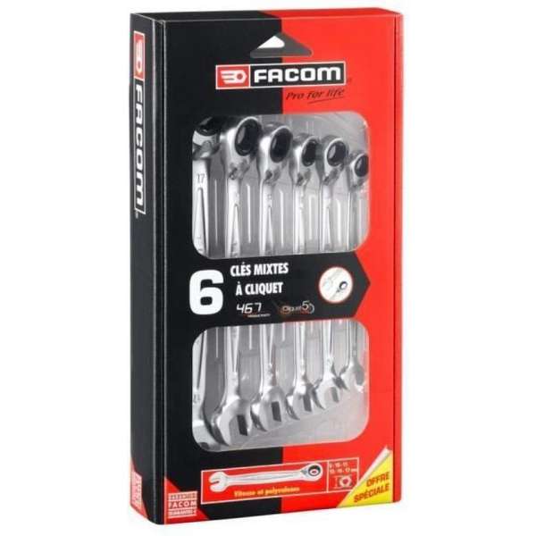 FACOM Set van 6 combinatie ratelsleutels FACOM Set van 6 combinatie ratelsleutels
