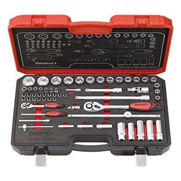"Dopsleutelset 1/4"+1/2" 60-dlg. FORMAT" "Dopsleutelset 1/4"+1/2" 60-dlg. FORMAT"