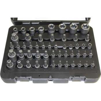 Uitgebreide Torx doppenset met in- en uitwendige torx, 52 delig, Normex