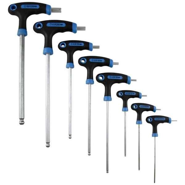 JBM Tools | Set van 8 t-vormige inbus sleutels JBM Tools | Set van 8 t-vormige inbus sleutels