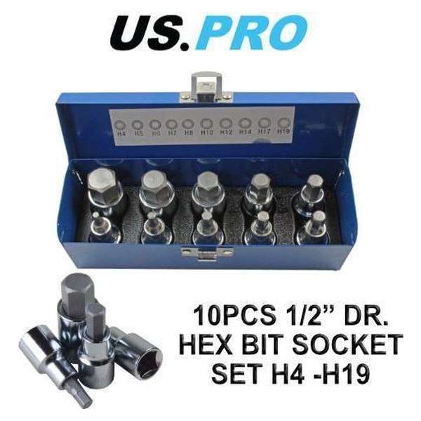 Inbus doppenset 1/2" H4 tot H19 10-delig Inbus doppenset 1/2" H4 tot H19 10-delig