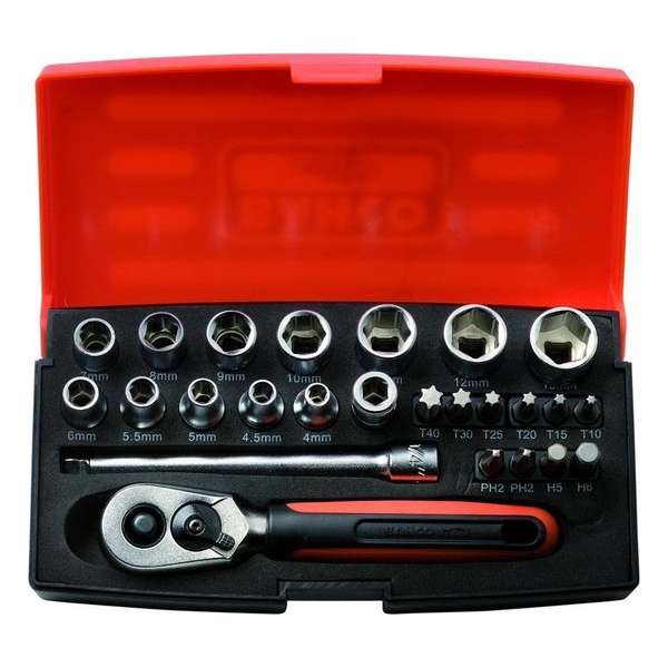 Bahco SBSL25 25 delige doppenset in koffer - 1/4" Bahco SBSL25 25 delige doppenset in koffer - 1/4"