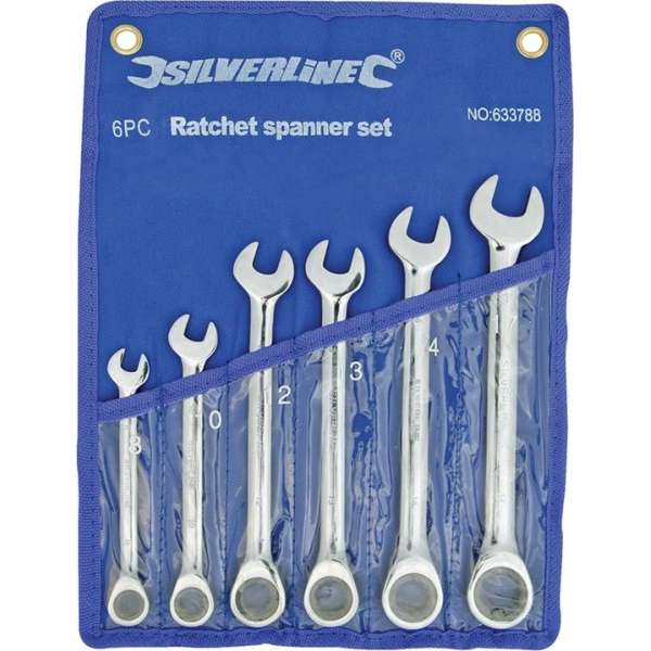 Silverline Vaste Steek-Ringratelsleutel Set 8 t/m 17 mm. - 6 Delig Silverline Vaste Steek-Ringratelsleutel Set 8 t/m 17 mm. - 6 Delig