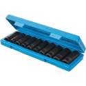 Silverline Set Diepe 1/2 Inch Metrische Zeskant-Krachtdoppen, 10 t/m 22 mm. - 10 Delig