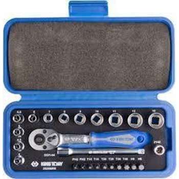 dopsleutelset 1/4" metrisch met accessoires - 25 delig