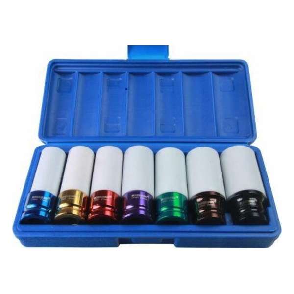 Krachtdoppenset 1/2" met teflonbescherming 7-delig Krachtdoppenset 1/2" met teflonbescherming 7-delig