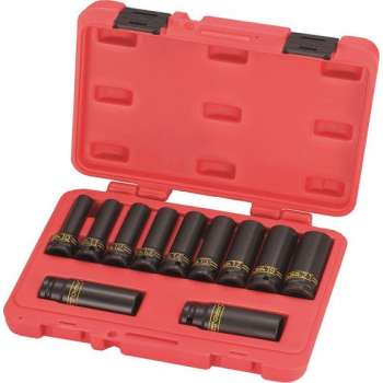 Huvema 1/2'' Verlengde zeskants vlakke slagmoerdoppenset, 11-delig PAC4112
