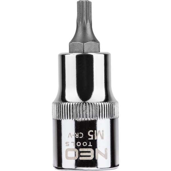 NEO Fijne Torx dop M5, 55mm 1/2 aansluiting, S2 Staal NEO Fijne Torx dop M5, 55mm 1/2 aansluiting, S2 Staal