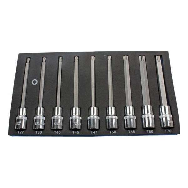 Torx doppenset lang 1/2" in foam inlay 9-delig Torx doppenset lang 1/2" in foam inlay 9-delig