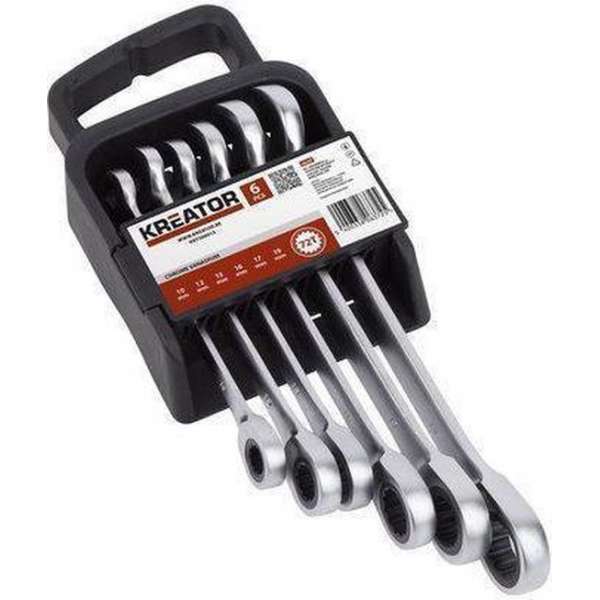 Kreator KRT500013 Flexibele Ringratelsleutelset - 6 delig - In kunststof houder Kreator KRT500013 Flexibele Ringratelsleutelset - 6 delig - In kunststof houder