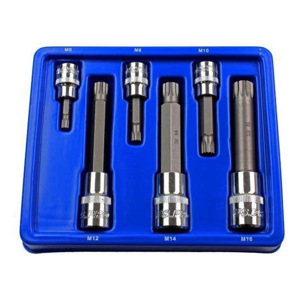 Spline/ veeltand doppenset 3/8" en 1/2" 6-delig Spline/ veeltand doppenset 3/8" en 1/2" 6-delig