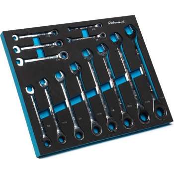 Datona® - Steek Ringratelset - 13-delig - Engelse Maatvoering - PRO Softmodule - Inch - Zilver