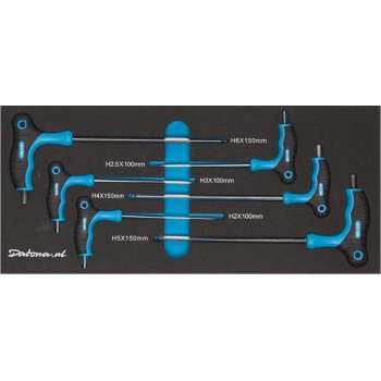Datona® 6-delige inbussleutel set in Plus softmodule - T greep - Hoogwaardig Staal - Blauw - Zwart