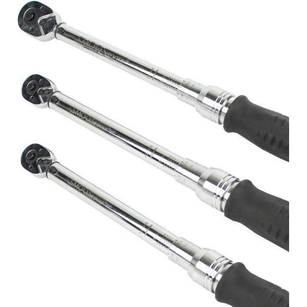 Smoos® Momentsleutel set 3-delig 2-60 Nm (¼”, ¼” ⅜”) Smoos® Momentsleutel set 3-delig 2-60 Nm (¼”, ¼” ⅜”)