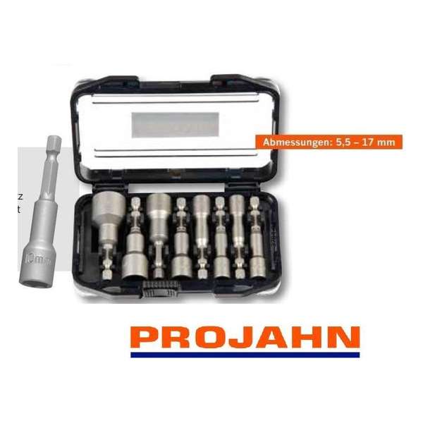 ''Projahn'' 8-delige Dopsleutelset - magnetisch - opname 1/4 - 65mm lang ''Projahn'' 8-delige Dopsleutelset - magnetisch - opname 1/4 - 65mm lang
