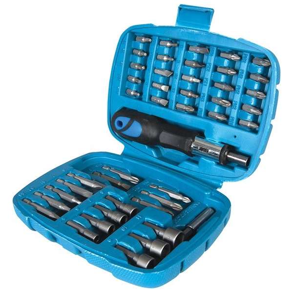 Ratelschroevendraaier met 45-delige bit set Ratelschroevendraaier met 45-delige bit set