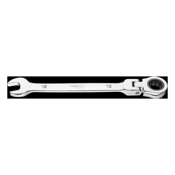 NEO steek/ratelsleutel 15mm knik met knik nek NEO steek/ratelsleutel 15mm knik met knik nek