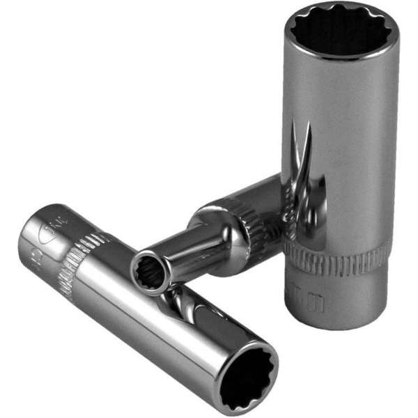 JBM Tools | 12-KANT LANGE DOP 12 MM (50MML) MET EEN VERDIEPING 1/4 " - VERCHROOMD JBM Tools | 12-KANT LANGE DOP 12 MM (50MML) MET EEN VERDIEPING 1/4 " - VERCHROOMD