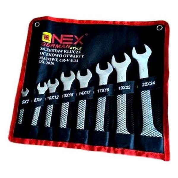 Onex Steeksleutelset 8-delig 6-24mm - Chroom Vanadium Staal Onex Steeksleutelset 8-delig 6-24mm - Chroom Vanadium Staal