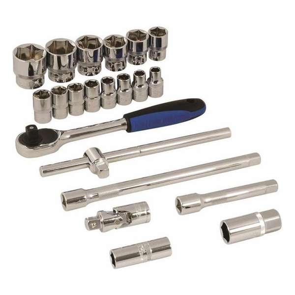"Silverline 21-delige 1/2" metrische dopsleutel set" "Silverline 21-delige 1/2" metrische dopsleutel set"