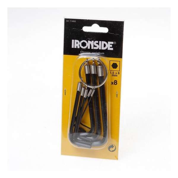 Ironside Inbussleutelset 186 1.5-6mm met ring 8-delig Ironside Inbussleutelset 186 1.5-6mm met ring 8-delig