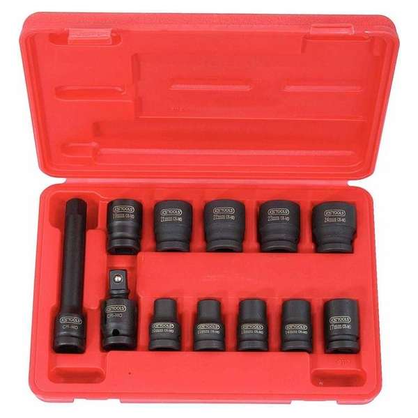 KS Tools Zeskants slagdoppen set kort 1/2'' 12-delig 515.0112 KS Tools Zeskants slagdoppen set kort 1/2'' 12-delig 515.0112