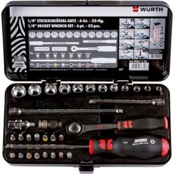 1/4 inch dopsleutels assortiment, 33-delig DOPPENDOOS 1/4 AANSL. 32-DLG. ZEBRA, WURTH