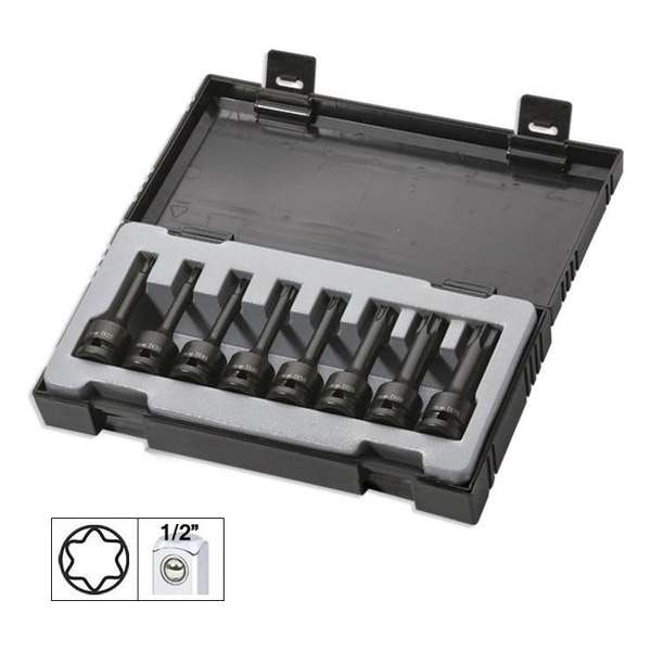 JBM Tools | Set van 8 torx slagbits 1/2" JBM Tools | Set van 8 torx slagbits 1/2"