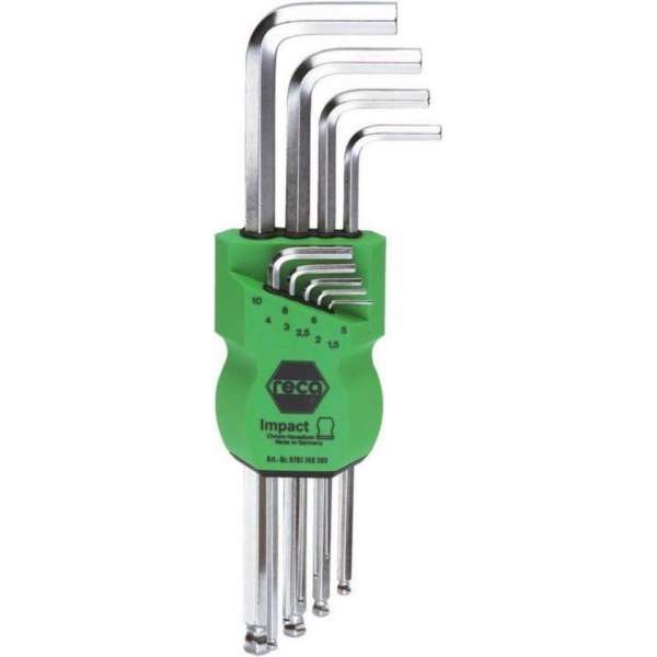 Reca Inbussleutel set Bolkop 9-dlg - 1,5-10mm - clip Reca Inbussleutel set Bolkop 9-dlg - 1,5-10mm - clip