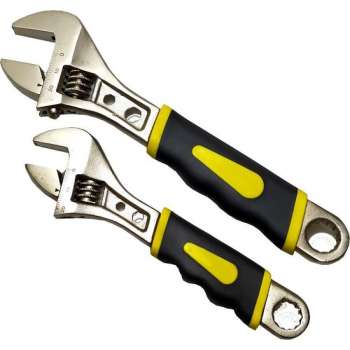 Set Baco sleutel moersleutel soft grip 6" 150mm & 8"/ 200mm gehard staal tot 25mm