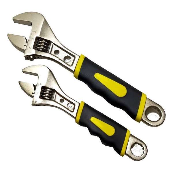 Set Baco sleutel moersleutel soft grip 6" 150mm & 8"/ 200mm gehard staal tot 25mm Set Baco sleutel moersleutel soft grip 6" 150mm & 8"/ 200mm gehard staal tot 25mm