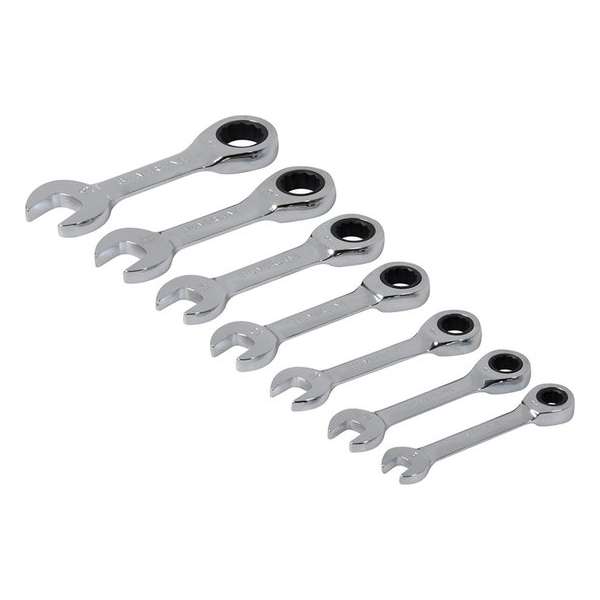 Silverline 7-delige korte steek-ringratelsleutel set 8 - 19 mm Silverline 7-delige korte steek-ringratelsleutel set 8 - 19 mm