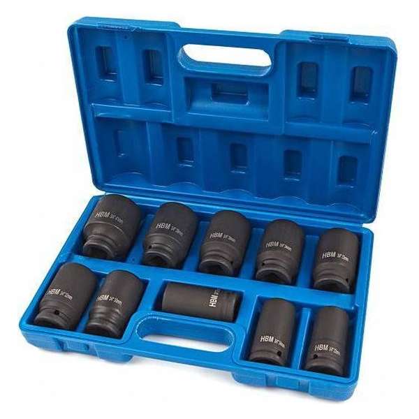 10 Delige 3/4" Krachtdoppenset Grote Maten 10 Delige 3/4" Krachtdoppenset Grote Maten