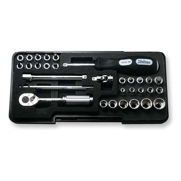 Ko-Ken 1/4" handdopset in metalen kist 4-13mm Compleet met Torx bits Ko-Ken 1/4" handdopset in metalen kist 4-13mm Compleet met Torx bits