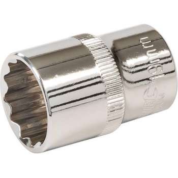 Silverline Metrische Veeltand, 12 Tands Dop - 1/2 Inch, Maat 19 mm.