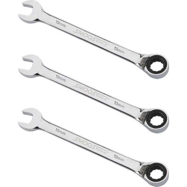 Smoos® Omschakelbare ringratelsleutel - 13 mm - 3 stuks Smoos® Omschakelbare ringratelsleutel - 13 mm - 3 stuks
