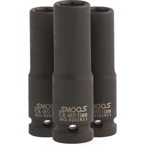 Smoos® Lange krachtdop 11 mm 3/8 opname - 3 stuks Smoos® Lange krachtdop 11 mm 3/8 opname - 3 stuks
