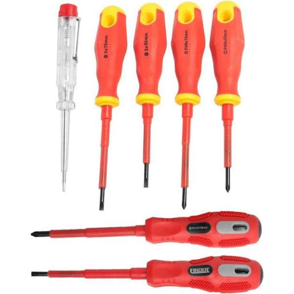 Finder Tools Geïsoleerde Schroevendraaier Set 7-delig Finder Tools Geïsoleerde Schroevendraaier Set 7-delig