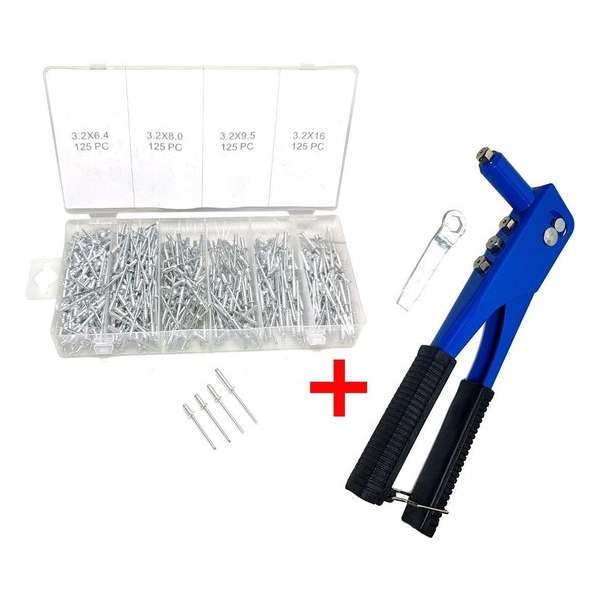 Blindklinktang 25cm popnagel tang + 500 Delige 3,2mm popnagel set div lengtes Blindklinktang 25cm popnagel tang + 500 Delige 3,2mm popnagel set div lengtes