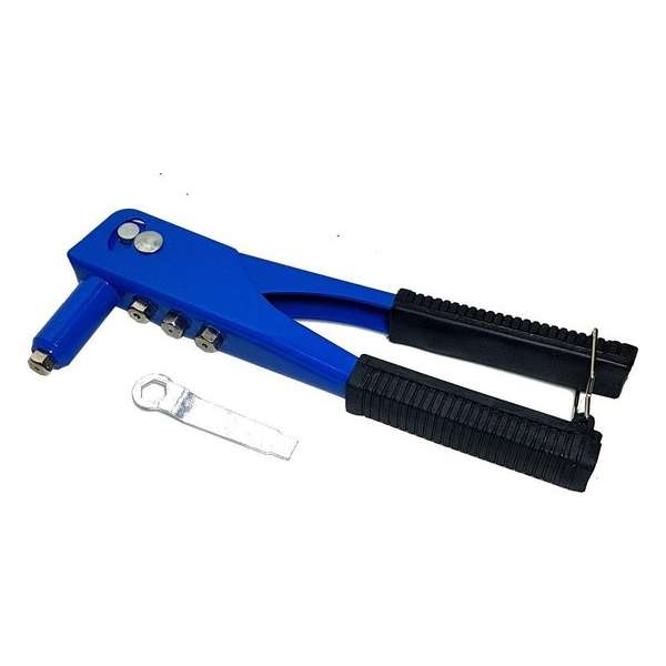 Blindklinktang 25cm popnagel tang met 4 verwisselbare mondstukjes en rubberen handgrepen Blindklinktang 25cm popnagel tang met 4 verwisselbare mondstukjes en rubberen handgrepen