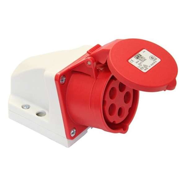 WandContactdoos CEE 400V opbouw 32A 4P+A IP44 rood WandContactdoos CEE 400V opbouw 32A 4P+A IP44 rood