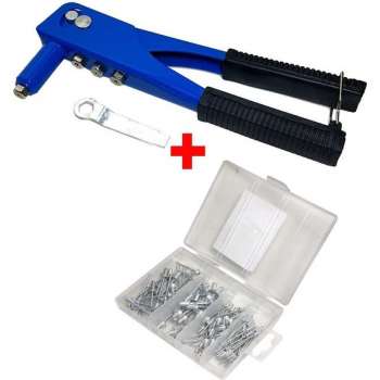 120 Delige Popnagel set + Blindklinktang 25cm popnagel tang met 4 verwisselbare mondstukjes en rubberen handgrepen