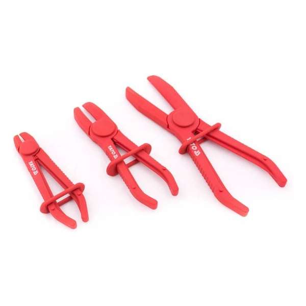 Yato Flexibele slangklemmen - 3-delig - Materiaal: kunstof - Rood - Gewicht: 253 gram Yato Flexibele slangklemmen - 3-delig - Materiaal: kunstof - Rood - Gewicht: 253 gram