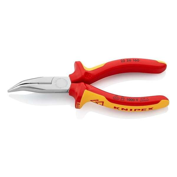 Knipex 25 26 160 VDE Platte rondbektang 40° gebogen 160 mm Knipex 25 26 160 VDE Platte rondbektang 40° gebogen 160 mm