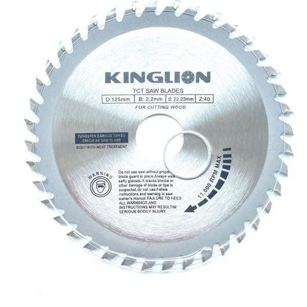 KINGLION zaagblad - Zaagblad hout - 125 x 22,23 mm - Haakse slijper - 40 tanden - hardmetalen - Incl. reductiering 19,8mm KINGLION zaagblad - Zaagblad hout - 125 x 22,23 mm - Haakse slijper - 40 tanden - hardmetalen - Incl. reductiering 19,8mm