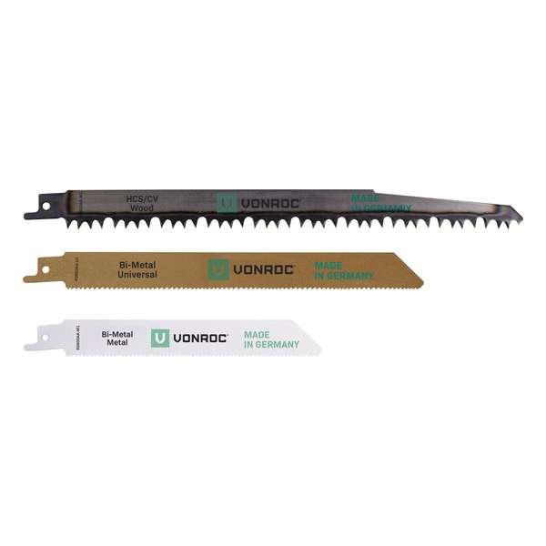 VONROC Reciprozaagbladen – 3 stuks – geschikt voor hout & metaal – Made in Germany VONROC Reciprozaagbladen – 3 stuks – geschikt voor hout & metaal – Made in Germany