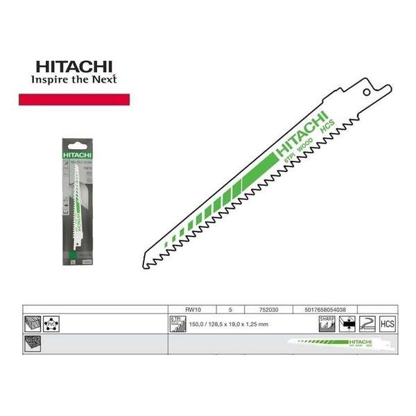Hikoki Hitachi Schrobzaagbladen rw10/s644d blister van 5 bladen Hikoki Hitachi Schrobzaagbladen rw10/s644d blister van 5 bladen