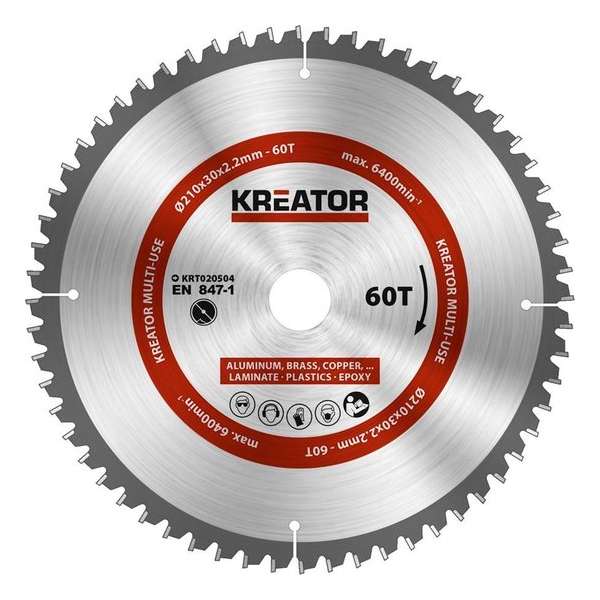 Kreator KRT020504 Zaagblad hout - 210mm60t Kreator KRT020504 Zaagblad hout - 210mm60t